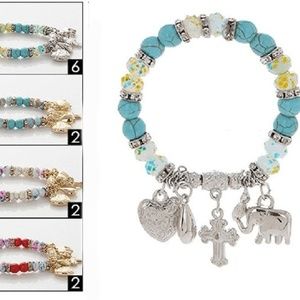 COMING 6 MULTI CHARM BEADED CHARM BRACELET